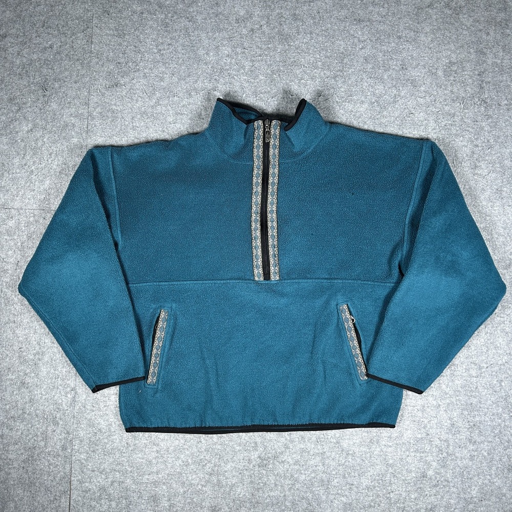 Vintage The North Face Jacket Unisex Medium Teal 90s Fleece Pullover Quarter Zip